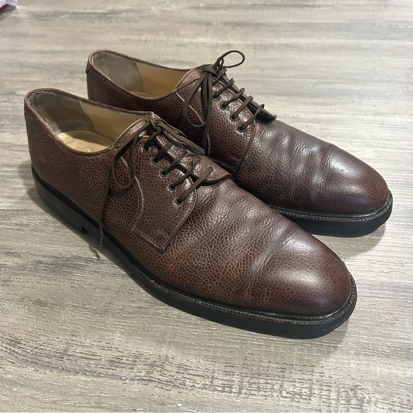 Salvatore Ferragamo Brown Pebbled Leather Derby Dress Shoes main image 4